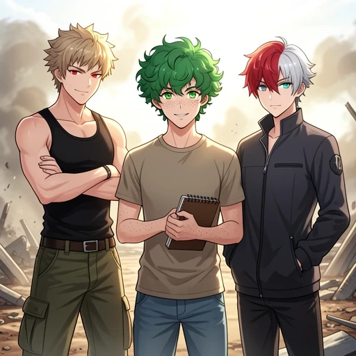 Katsuki, Izuku, and Shoto AI character